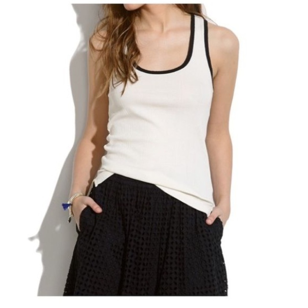 Madewell small Cream ribbed ringer tank